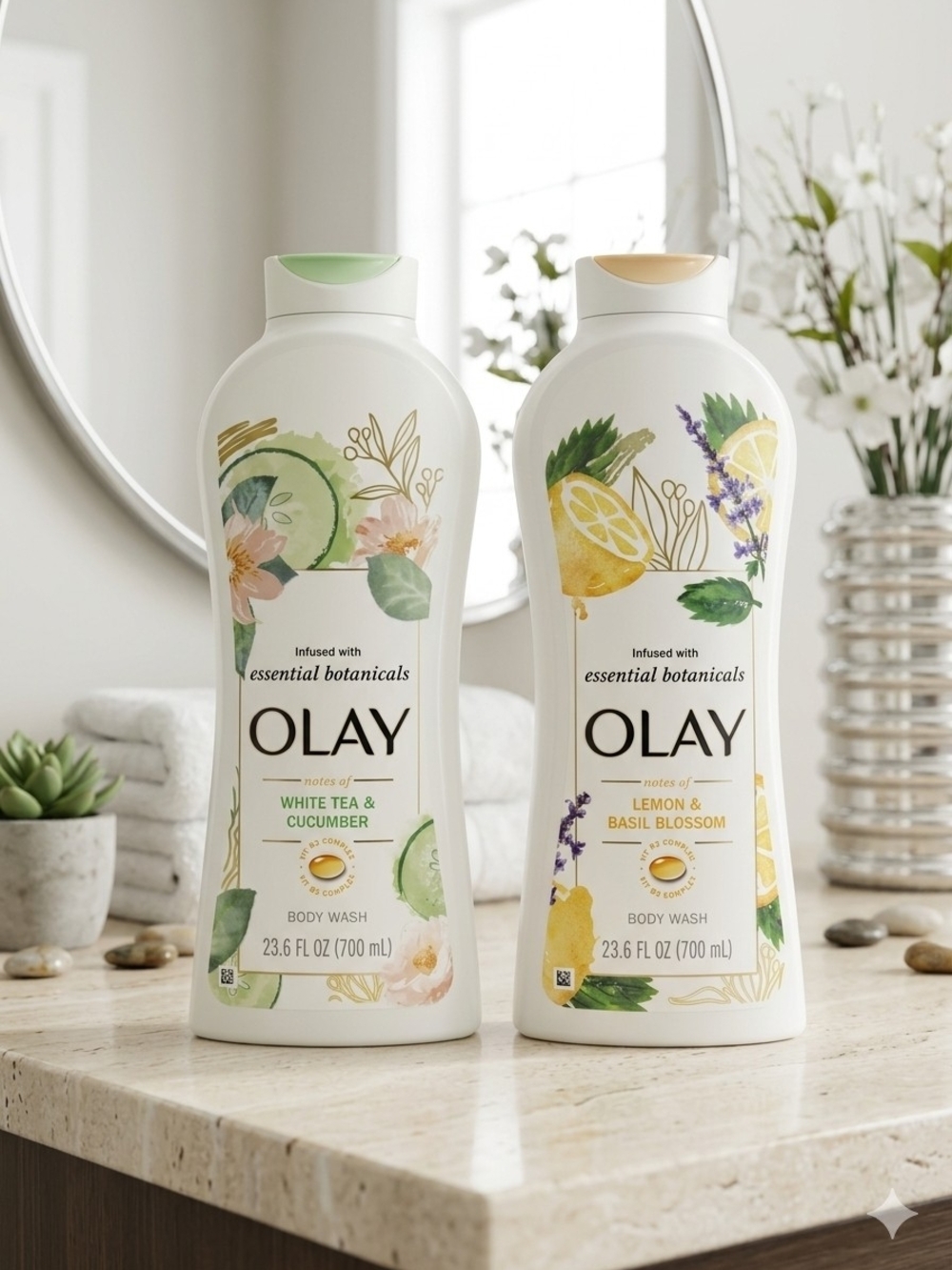 Olay Essential Botanicals Body Wash 2-Pack Bundle - NWT